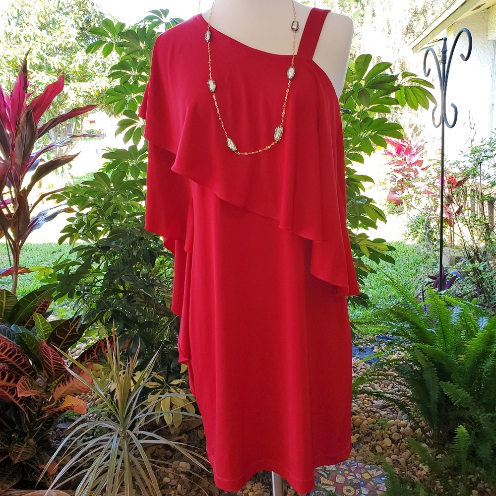 London Times Vacay-Ready Ruffle Sleeve Dress
